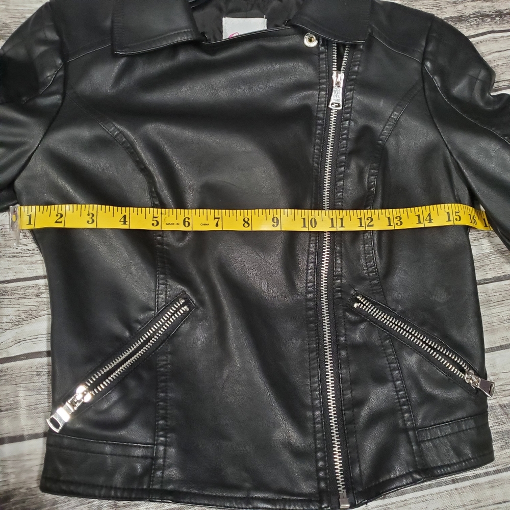 Candie's black faux leather moto jacket coat xs - Picture 14 of 14